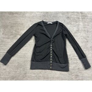 Nenona Sweater Womens Small Gray Cardigan Snap Front Long Sleeve Cotton Blend